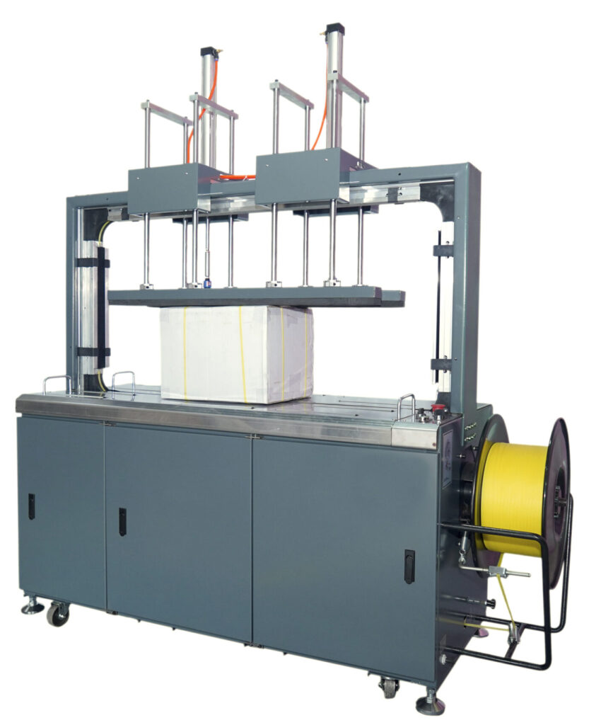 KE-301PN fully automatic strapping machine with pneumatic press for carton packaging